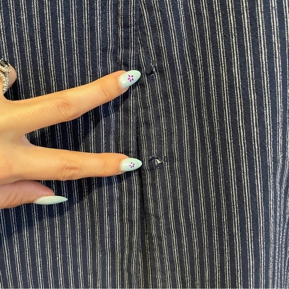 Urban Outfitters Pinstripe‎ Collarless Button Front Midi Dress Size XS - Picture 8 of 10